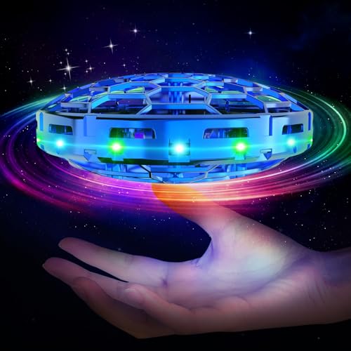 Skeufy Fliegender Ball, Hover Ball Magic Spinner Ball mit RGB Licht, Flying Orb Ball Mini Drohne für Kinder, Hand Controlled Schwebeball Spielzeug Geschenke für Jungen Mädchen 6-12 Jahre (Blau) von Skeufy