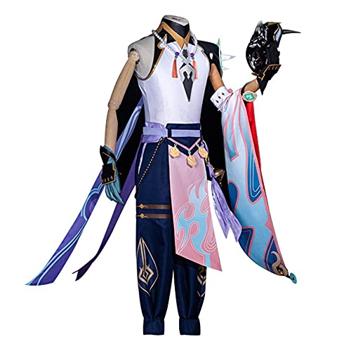 SkibnrPARA Genshin Impact Xiao Cosplay Kostüm Komplettes Set Rollenspiel Outfits Anzug Anime Rollenspiel Kleidung Outfit für Halloween Karneval Party von SkibnrPARA