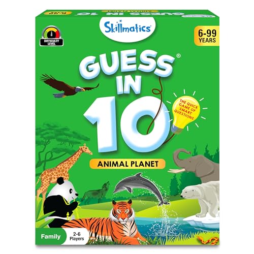 Skillmatics Guess in 10 Animal Planet, Kartenspiel mit cleveren Fragen, extrem unterhaltsam für Reisen und Spielabende mit der Familie, Geschenke für alle von 6 bis 99 von Skillmatics