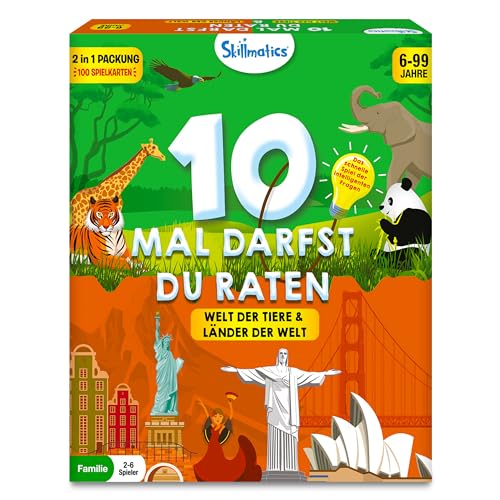 Skillmatics Kartenspiel - 10 Mal darfst du raten Doppelpack Tiere und Länder, Geschenke für Kinder ab 6 Jahren, Großer Spaß für Unterwegs von Skillmatics