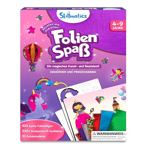 Skillmatics Kunst & Bastelaktivität- Folienspaß Einhörner und Prinzessinnen, Schmutzfreie Kunst für Kinder, Bastelsets, DIY-Aktivität, Geschenke für 4 bis 9 Jahre von Skillmatics