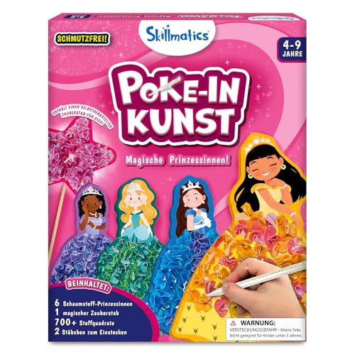 Skillmatics Kunst & Bastelaktivität- Poke-in Kunst magische Prinzessinnen, Schmutzfreie Nähkunst für Kinder, Craft-Kits, DIY-Aktivität, Geschenke für Mädchen und Jungen im Alter von 4, 5, 6, 7, 8, 9 von Skillmatics