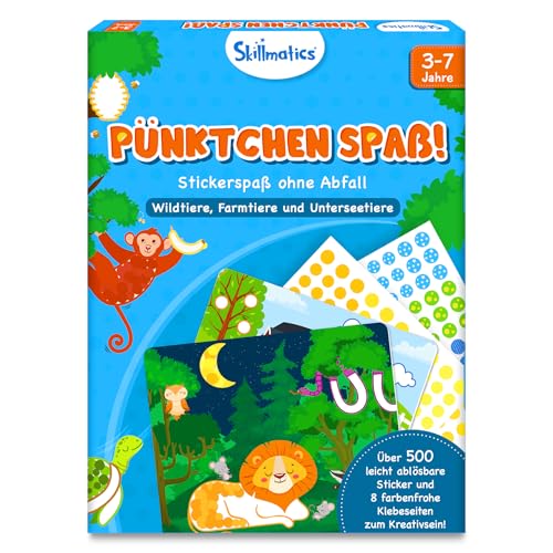 Skillmatics künstlerische Aktivität – Pünktchen spaß! Tiere, abfallarme Stickeraktivität für Kinder, Bastelsets, Geschenke für Jungs und Mädchen 3, 4, 5, 6, 7 Jahre, Reisebeschäftigung für Kleinkinder von Skillmatics