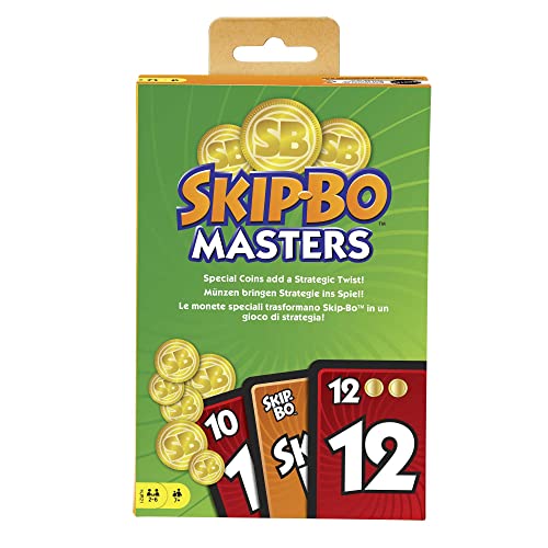 Mattel Games HJR21 - Skip-BO Masters Kartenspiel für Familien, Reisen und Spieleabende, 2 bis 6 Spieler, Karten und Brettspiel ab 6 Jahren von Mattel Games