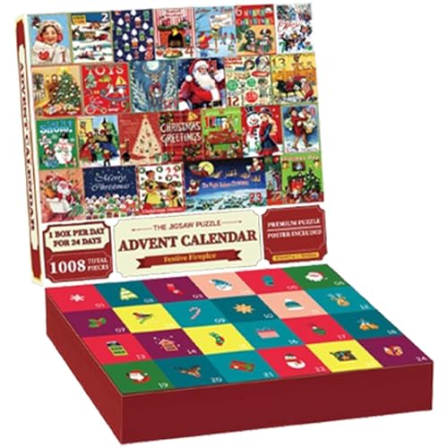 Sklmdrnk Christmas Jigsaw Puzzles, Winter Christmas Puzzle, Advent Calendar Puzzle, 1008 Piece Puzzles, Holiday Puzzle Fun, Festive Jigsaw Set, Decorative Advent Puzzles for Home Party Decorations von Sklmdrnk