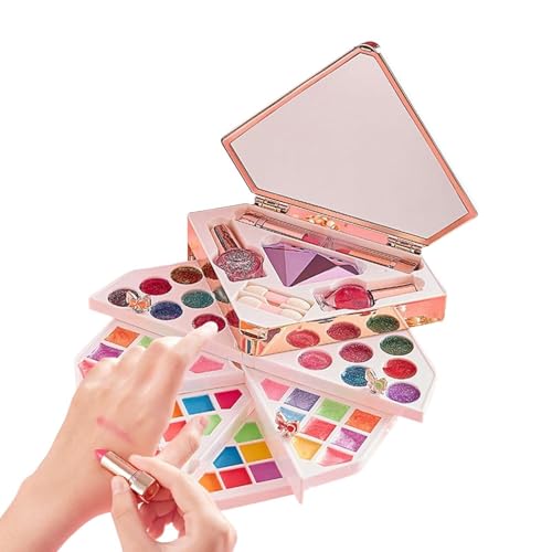 Sklmdrnk Kinder-Make-up-Set für Mädchen | Beleuchtetes Kinder-Make-up-Set mit Spiegel,Sicheres Make-up für Mädchen, kreatives Kosmetikspielzeug für Kinder, Prinzessin, Geschenk für kleine Mädchen ab 3 von Sklmdrnk