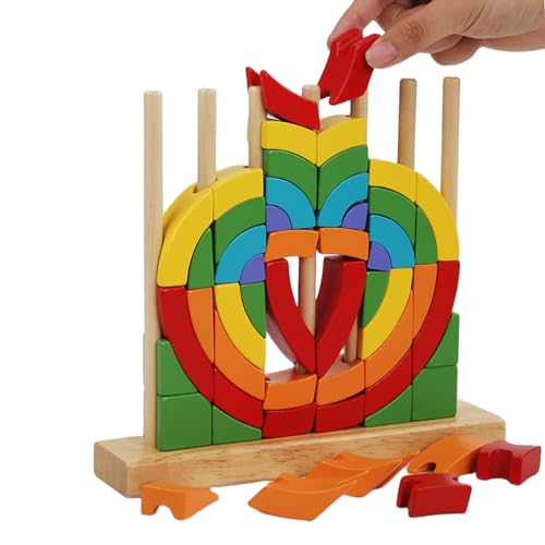 Sklmdrnk Stapelspielzeug für Kleinkinder,Stapelblöcke | -Stapelspielzeug aus Holz | Formanpassungsspiel, Farbsortierspielzeug, Feinmotorikspielzeug für Kinder im Vorschulalter von Sklmdrnk
