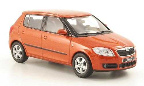 Skoda Fabia II, met.-hellorange, 2006, Modellauto, Abrex 1:43 von Skoda