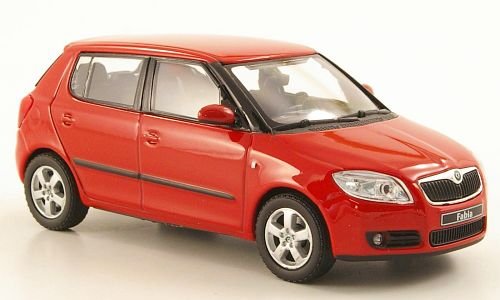 Skoda Fabia II, rot, 2006, Modellauto, Abrex 1:43 von Skoda