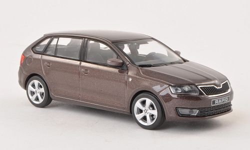 Skoda Modellauto Rapid Spaceback, met.-braun, 2013, Fertigmodell, ca. 10-15 cm, Metall, Handkraft, Unisex, Kind, Keine Batterien erforderlich, Keine zusätzlichen Komponenten von Skoda