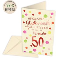 Geburtstagskarte zum 50. Geburtstag aus Zuckerrohrpapier, inkl. Umschlag von Skorpion GmbH