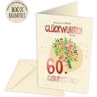 Geburtstagskarte zum 60. Geburtstag aus Zuckerrohrpapier, inkl. Umschlag von Skorpion GmbH