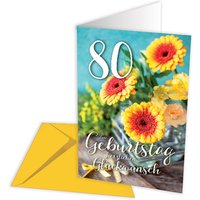 Geburtstagskarte zum 80. Geburtstag, Blumen von Skorpion GmbH