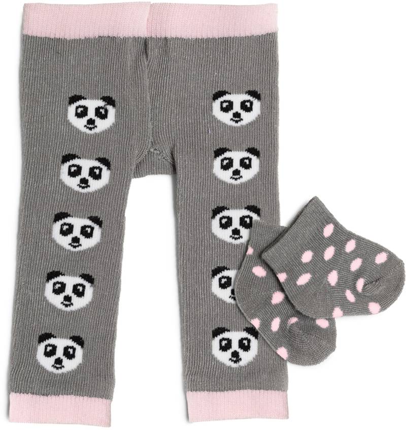 Skrållan Puppenkleidung Strumpfhose Und Strümpfe Panda, Grau/Rosa von Skrållan