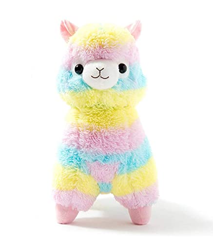 Skrsila Kuscheltier Alpaka 20 cm Regenbogen Kinder Plüschtiere Puppe Lama Süße Weiche Stofftier Alpaka Rainbow Alpaca Spielzeug Geschenke für Baby Kleinkinder Plüsch Alpaka von Skrsila