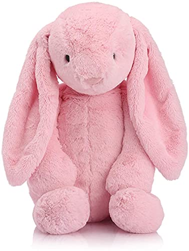 Skrsila Plüschtier Hase Baby Kuscheltier Hase 30cm Plüschhase mit Schlappohren Cartoon Plüsch Hasen Puppe Kuschelhase für Kinder Stofftier Hase Rosa von Skrsila