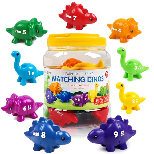 Skrtuan Montessori Spielzeug Ab 3 Jahre,Matching Dinosaurier Spielzeug Für Jungs Um Das Numerisch Zu Lernen,Numerisch Lernspielzeug Geburtstag Geschenke Mädchen Junge von Skrtuan