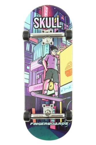 Skull Fingerboards® Back to The 80s 34mm Pro Complete Professional Wooden Fingerboard Mini Skateboard 5 PLY with CNC Bearing Wheels von Skull Fingerboards