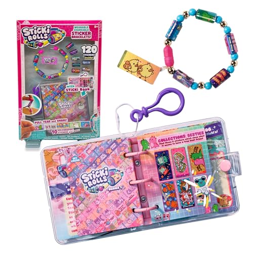 SKY CASTLE Sticki Rolls Book Pack, Armbänder mit Aufklebern, Rollen mit Kawaii-Thema, 50 Aufkleber pro Armband, 2 extra austauschbare Rollen, inklusive Notizbuch, Famosa (TCR02000) von Sky Castle