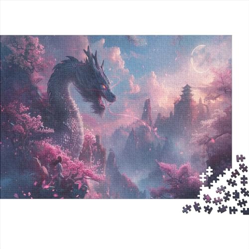 Drache 1000 Teilefür Erwachsene TeensImpossible Puzzle Drache Herausforderndes Home Dekoration Puzzle Geschenk Spielzeug Holzspielzeug 1000pcs (75x50cm) von SkyClouf