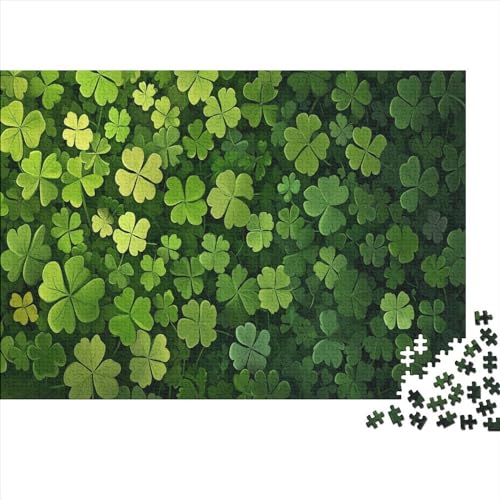 Four Leaf Clover 1000 Teile Puzzle Für Erwachsene Impossible Puzzle Four Leaf Clover Herausforderndes Spaß Familien Puzzles Einzigartiges Geschenk Holzspielzeug 1000pcs (75x50cm) von SkyClouf