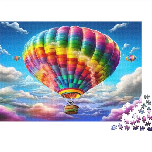 Heißluftballon 1000 TeileErwachsene PuzzleImpossible Puzzle Heißluftballon Herausforderndes Wohnkultur Geschenk Spielzeug Holzspielzeug 1000pcs (75x50cm) von SkyClouf