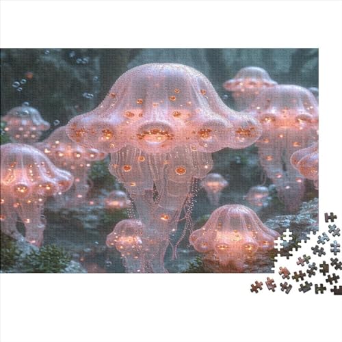 Jellyfish 1000 Teile Puzzle Für Erwachsene Impossible Puzzle Jellyfish Herausforderndes Spaß Familien Puzzles Puzzle-Geschenk Holzspielzeug 1000pcs (75x50cm) von SkyClouf