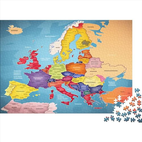 Karte von Europa 1000 Teilefür Erwachsene TeensImpossible Puzzle Karte von Europa Für Die Ganze Familie Wohnkultur Puzzle-Geschenk Holzspielzeug 1000pcs (75x50cm) von SkyClouf
