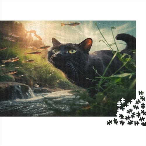 Katze 1000 Teilefür Erwachsene TeensImpossible Puzzle Katze Herausforderndes Home Dekoration Puzzle Puzzle-Geschenk Holzspielzeug 1000pcs (75x50cm) von SkyClouf