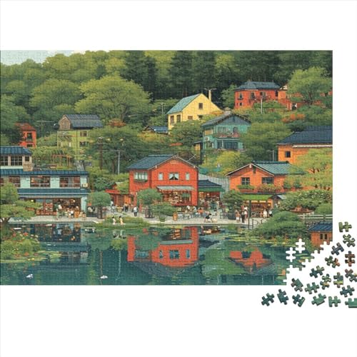 Quiet Town 1000 Teile Puzzle Für Erwachsene Impossible Puzzle Quiet Town Herausforderndes Spaß Familien Puzzles Puzzle-Geschenk Holzspielzeug 1000pcs (75x50cm) von SkyClouf