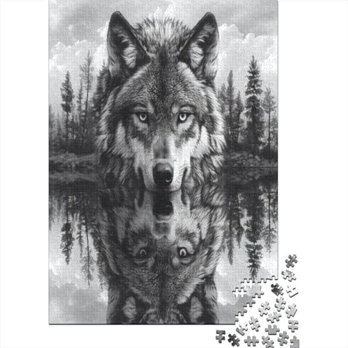 Wolf 1000 Teile, Impossible Puzzle,GesKükenlichkeitsspiel Für Die Ganze Familie, Erwachsenenpuzzle Ab 14 Jahren Puzzel 1000pcs (75x50cm) von SkyClouf