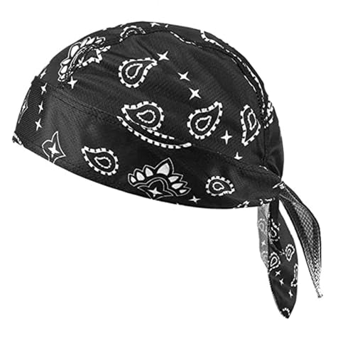 SkyPOOU Cooler Piratenhut für Damen und Herren, modisch, verstellbar, lässiger Turban-Hut, Stirnband, atmungsaktiv, Hip-Hop-Hut, Kopfbedeckung, Amoeba, Schwarz von SkyPOOU