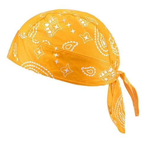 SkyPOOU Cooler Piratenhut für Damen und Herren, modisch, verstellbar, lässiger Turban-Hut, Stirnband, atmungsaktiv, Hip-Hop-Hut, Kopfbedeckung, Amöba-Orange von SkyPOOU