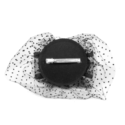 SkyPOOU Fascinator, Hut-Haarspange, Neujahrs-Haarspange, Halloween-Haarspangen, Zopf-Haarspangen für Tees, Partys und Hochzeiten, Schwarz, ca. 24 cm von SkyPOOU