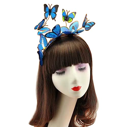 SkyPOOU Fascinator mit Schmetterling, 3D-Schmetterlings-Haarband, Schmetterlings-Haarschmuck, Teeparty-Hut, Schmetterlings-Haarband, Blau von SkyPOOU