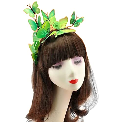 SkyPOOU Fascinator mit Schmetterling, 3D-Schmetterlings-Stirnband, Schmetterling-Kopfschmuck, Teeparty-Hut, Schmetterlings-Haarband, Schmetterlings-Haarreifen, Grün von SkyPOOU