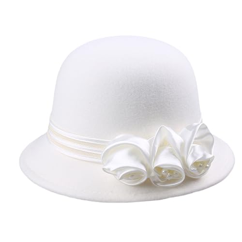 SkyPOOU Fedoras Hut für Cosplay-Partys, eleganter Kamelien-Blumenhut, Erwachsene, Karneval, Partyhut, Flapper-Kopf-Zubehör von SkyPOOU