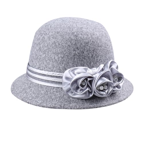 SkyPOOU Fedoras Hut für Cosplay-Partys, eleganter Kamelien-Blumenhut, Erwachsene, Karneval, Partyhut, Flapper-Kopf-Zubehör von SkyPOOU