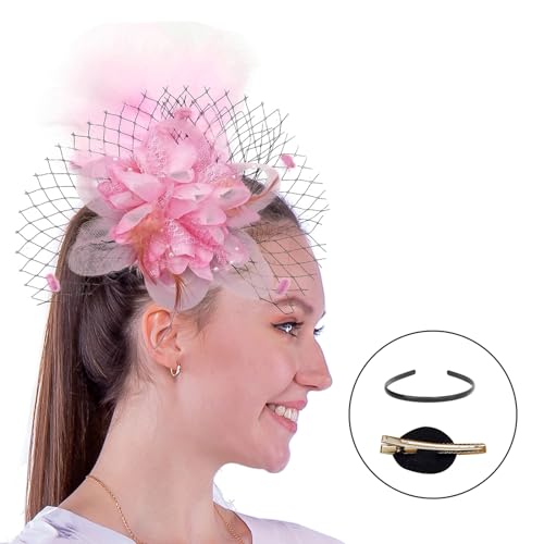 SkyPOOU Flapper Haarspange im Stil der 1920er-Jahre, Bälle, Tänzerin, Kopfschmuck für besondere Anlässe, Hochzeit, Verlobung, Nacht, Kopfbedeckung, Haarstyling, Rosa von SkyPOOU