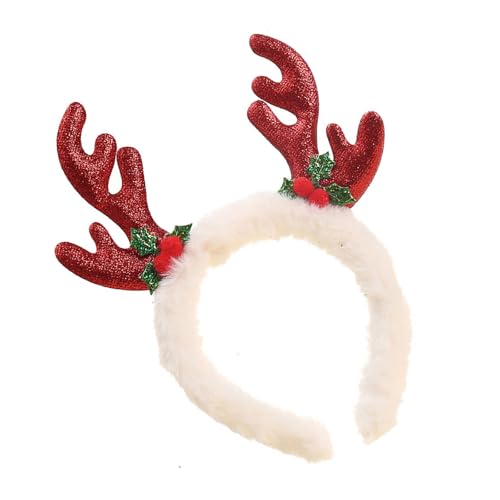 SkyPOOU Geweih-Stirnband, Weihnachts-Kopfbedeckung, Weihnachtsfeier, Foto-Requisiten, Party-Kopfbedeckung, Cosplay-Zubehör, Rötung, ca. 55–60 cm von SkyPOOU