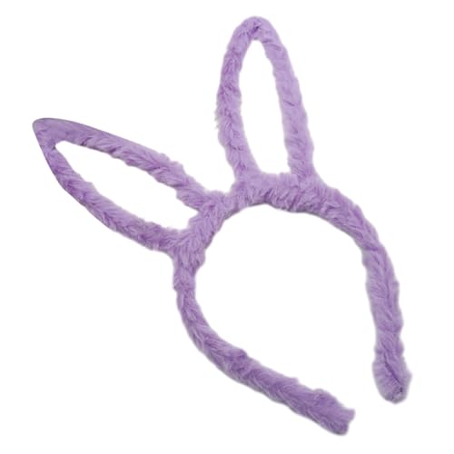 SkyPOOU Haarreif für Weihnachten, Festival, Plüsch, für Party, Cosplay, für Erwachsene, Unisex, 13 cm Ohren, Purpurviolett von SkyPOOU