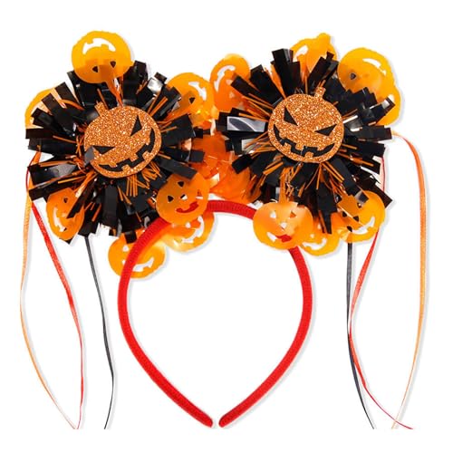 SkyPOOU Halloween-Quasten, Stirnbänder, Pony, Regenbogen-Haarreif, Skelett, Hand, Haar-Accessoire, kreatives Party-Kostüm, Kürbis-Erstzahler von SkyPOOU