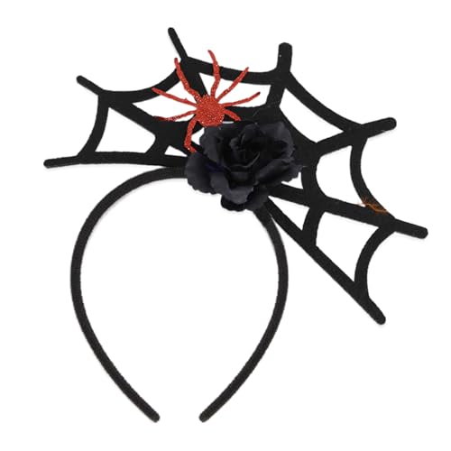 SkyPOOU Halloween-Tier-Party-Stirnband, Cosplay, Heawear, Haar-Kostüm, Zubehör für Erwachsene und Kinder, Partys und Versammlungen. Schwarze Blumen-Spinne von SkyPOOU