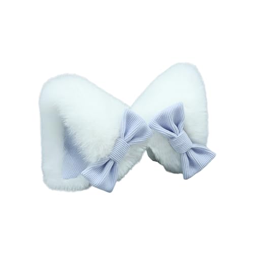 SkyPOOU Handgefertigte Kätzchen-Ohren-Haarspange, Kätzchen-Mädchen, Cosplay, Kopfbedeckung, Ohren, Pelzanzug, Maskeraden, Halloween, Cosplay, Party, Weiß / Blau von SkyPOOU