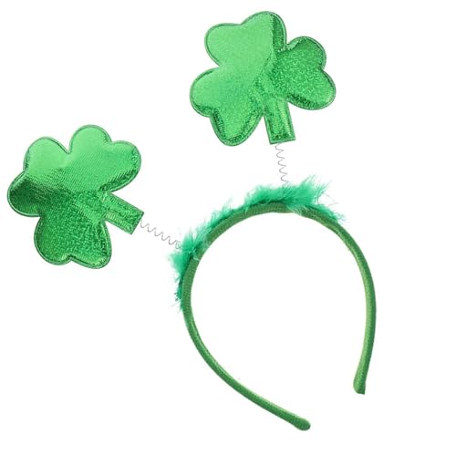 SkyPOOU Leprechaun Blingbling Stirnband Kleeblatt Spitze Kopfbedeckung gefiedert Foto Requisiten Irish Day Party Kopfbedeckung Irish Day Grün ca. 22 x 24 cm von SkyPOOU