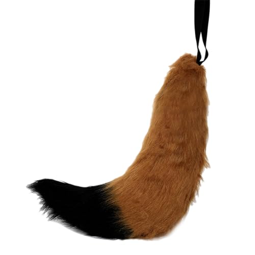 SkyPOOU Wolf Ohr Stirnband Schwanz Mädchen Cosplay Zubehör Ohren Fursuit Maskerade Halloween Cosplay Party Schakal Anzug Schwarz Kamel von SkyPOOU