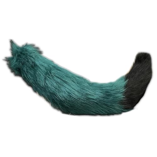 SkyPOOU Wolf Ohr Stirnband Schwanz Mädchen Cosplay Zubehör Ohren Grün Fursuit Maskerade Halloween Cosplay Party Kleine Tierschwanz grün schwarz von SkyPOOU