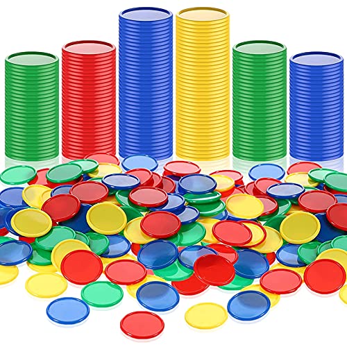 400 Stücke Kunststoff Pokerchips 4 Farben 1 Zoll Kleine Lernzähler Blanko Chips Karte zum Spielen Zählen Lernen Mathe Belohnung (Rot, Blau, Grün, Gelb) von Skylety