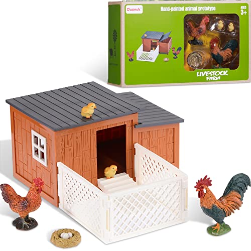 9 Stück Ostern Huhn Figur Huhn Modell Spielset Bauernhof Actionfiguren Zäune Um Bausteine Bauernhof Koop Set Tier Ostern Weihnachten Geschenk für Kinder im Alter von 3 bis 8 Jahren von Skylety