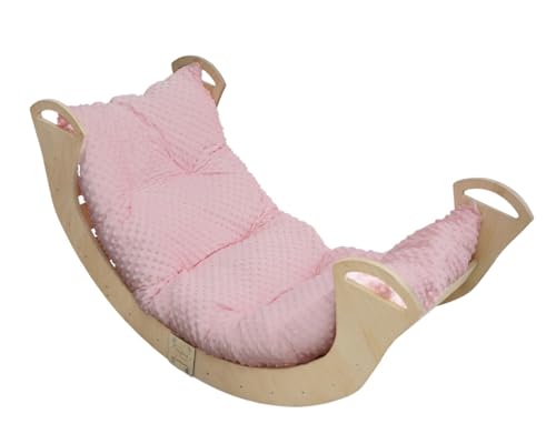 Skyline Kletterbogen mit Kissen Baby Kleinkind Kinder ab 1 Jahr Indoor Klettern Montessori Klettergerüst Holz Wippe Balancewippe Kletterdreieck Kletterwippe Holzwippe Kletterling Holzbogen XL Rosa von Skyline